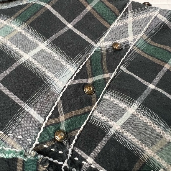 BKE Black Green Plaid Pearl Snap Button-Down Western Men's Shirt Size M - Picture 14 of 16